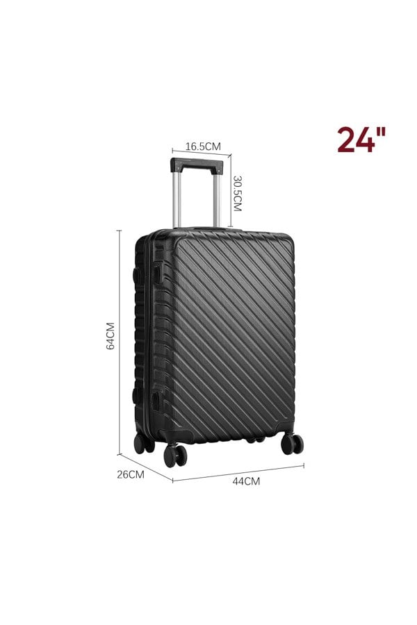 Living and Home Lightweight Hardside Travel Suitcase, 24" Black