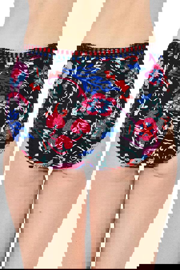 Black Pattern Blanket Stitch High Waist Brief Back