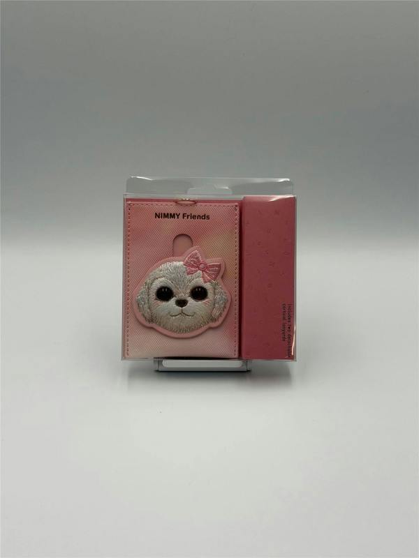 Nimmy Friends Nimmy Big Eye Cute Pet Bischon Fraise Dog  Face Card Sleeve Holder Pink - N-XDY-KT-02-A