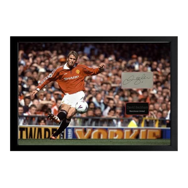 David Beckham Signed Manchester United Cut Iconic Frame