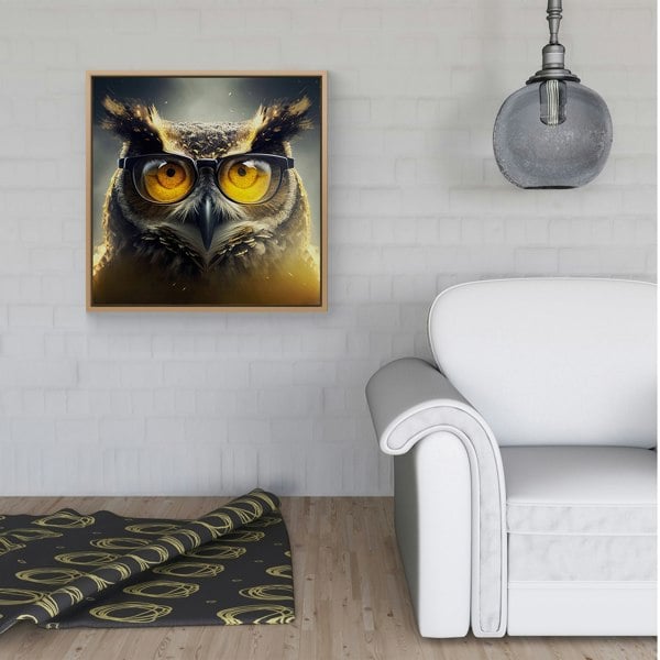 Warren Reed Owl Splash Art Framed Canvas