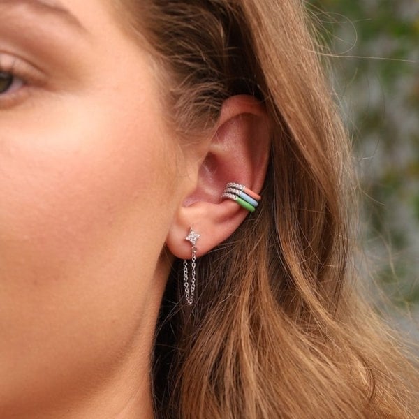 Gold Trip Rainbow Wave Enamel Ear Cuff Set