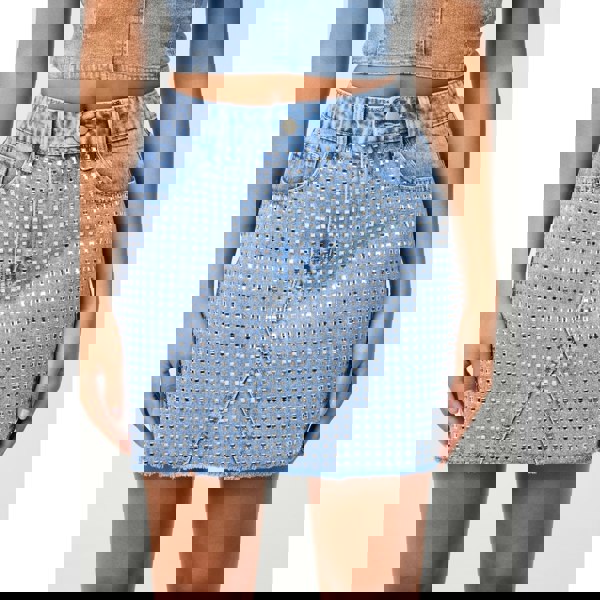 Pink Vanilla Diamante Denim Skirt