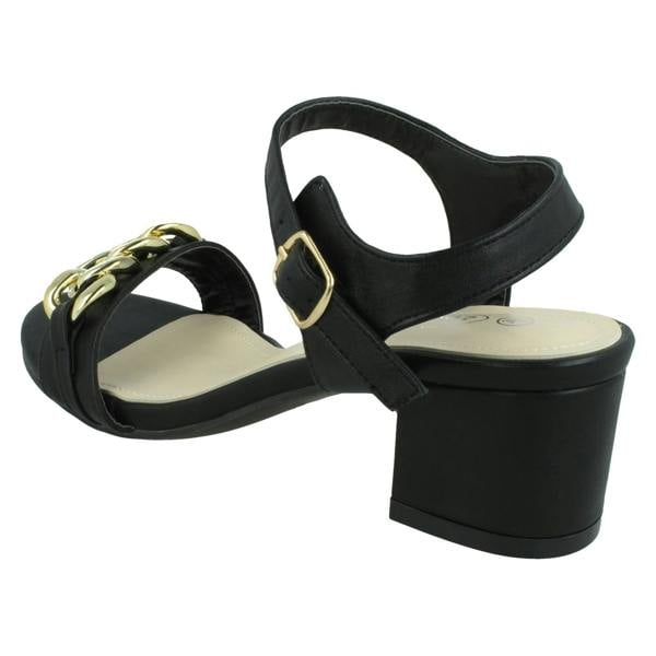 Spot On Ladies Spot On Mid Heel Mule Sandals F12022 - Wide Fit