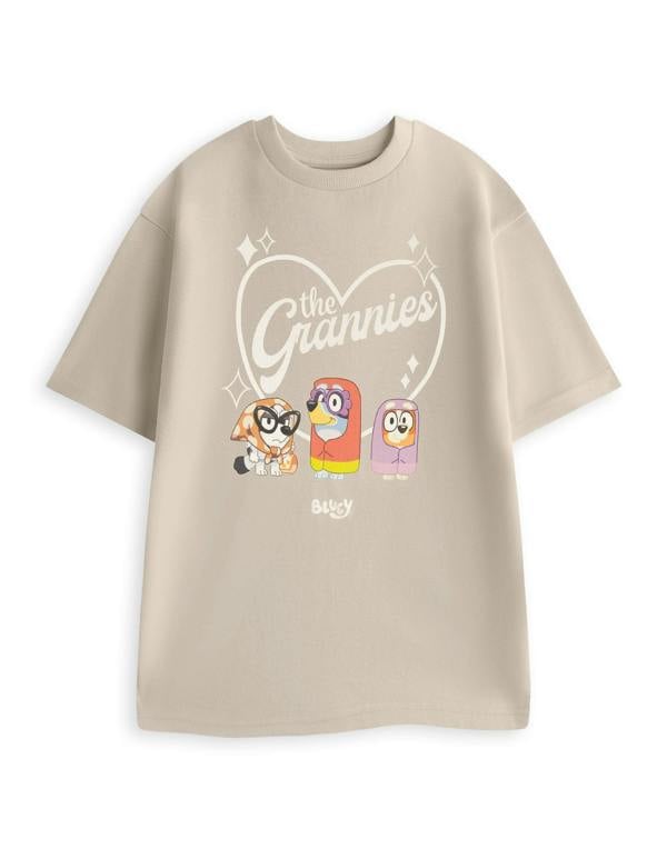 Bluey Mens Beige Grannies Short Sleeved T-Shirt