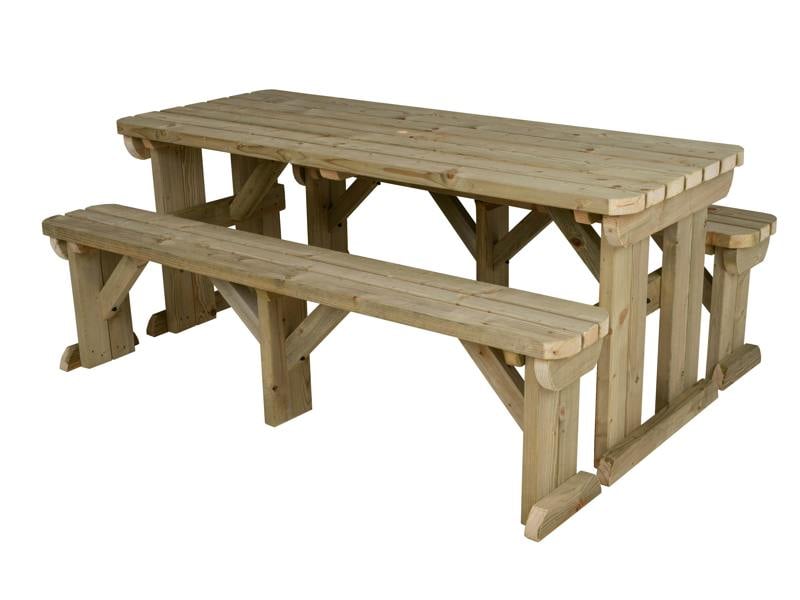 Aspen Rounded Picnic Table and Benches Set - Wooden Outdoor Dining Set for Gardens and Patios