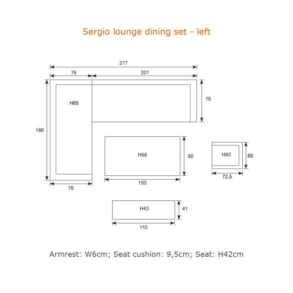 Garden Impressions Sergio - Lounge & Dining Corner Sofa, with Table, Bench and Optional Chair