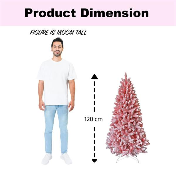 4ft to 8ft Pink Flocked Artificial Christmas Trees with 308 Tips and Snow Effect image 8