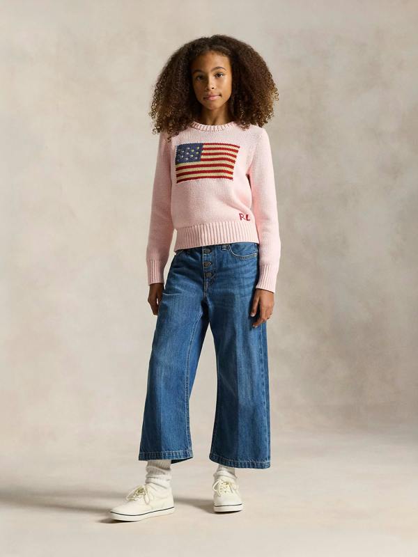 Ralph Lauren Kids Ralph Lauren Girls USA Flag Jumper in Pink