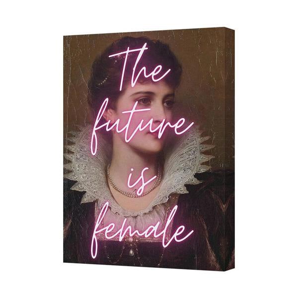 Benjamin Tate Design The Future Is Female Neon Script On Canvas Wall Art