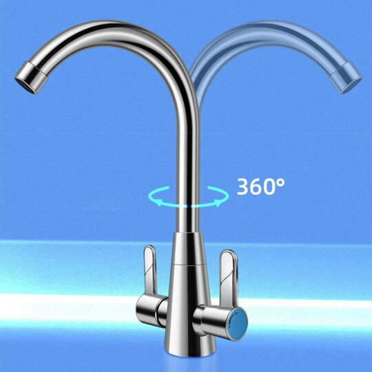Havendro Kitchen Mixer Tap Dual Lever Swivel Spout Mono Chrome Sink Taps Faucet