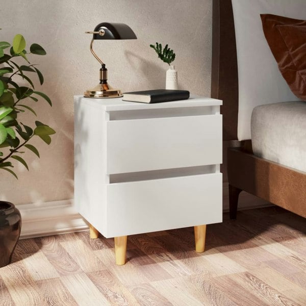 Berkfield Bed Cabinet with Solid Pinewood Legs White 40x35x50 cm