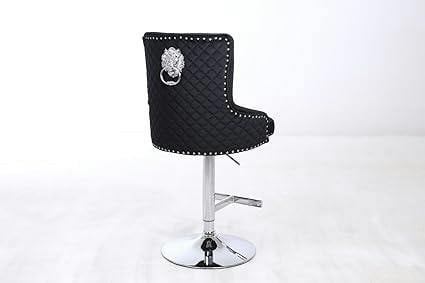 HYGRAD BUILT TO SURVIVE Lion Knocker Velvet Bar Stools, Adjustable Swivel – Set of 2 | HYGRAD®