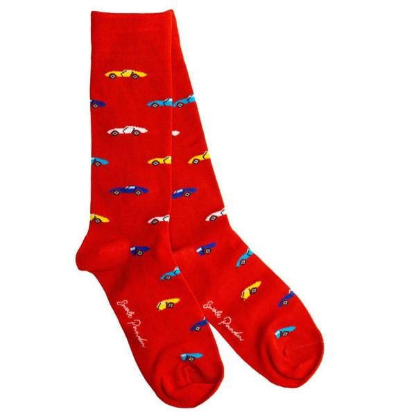 SWOLE PANDA 4-Pack Racing Cars Bamboo Socks Gift Box, Red/Black/Blue