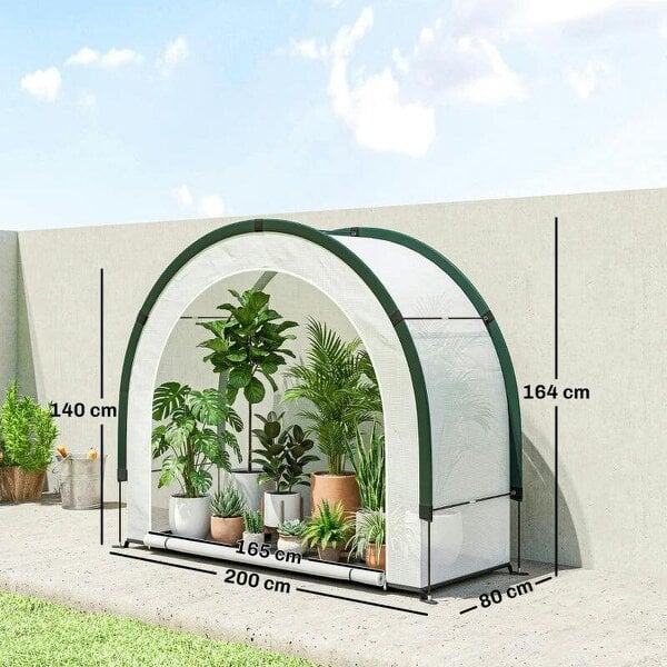 Foldable Small Greenhouse, Portable Green House Mini Greenhouse with Zipper Door, PE Base, 200 x 80 x 164 cm, Green