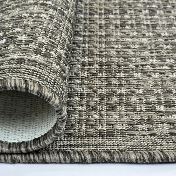 Viva Rugs Taupe Brown Plain Runner Rug Non-Slip Flat Weave Kitchen Hallway Carpet