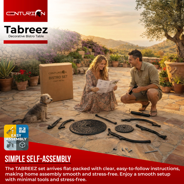 Centurion Supports TABREEZ Garden and Patio Black Cast Aluminium Bistro Table