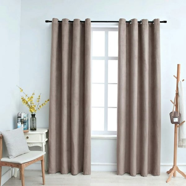 Berkfield Blackout Curtains with Metal Rings 2 pcs Taupe 140x175 cm