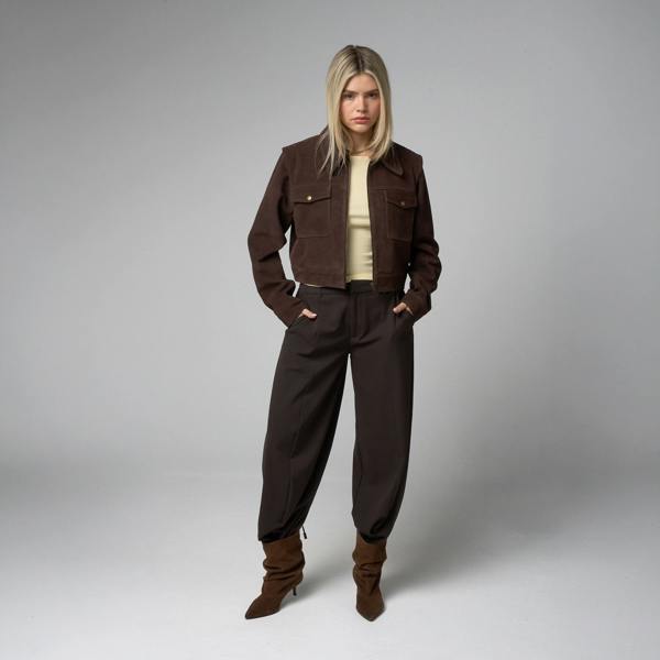 Women's Chocolate Cropped Suede Jacket