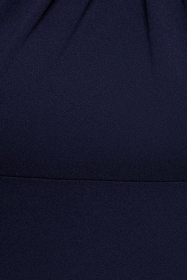 Scuba & Velvet Satin Cape Sleeve Halterneck Maxi Dress - Navy Blue DR4973