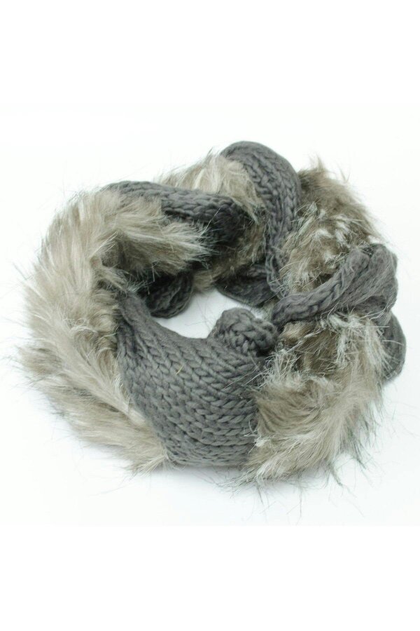 ikrush Saoirse Knitted Faux Fur Twist Neck Warmer