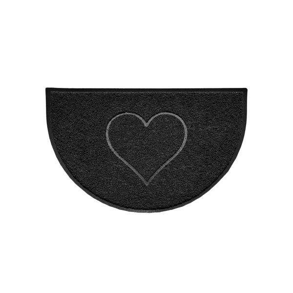 Nicoman Heart Embossed Halfmoon Indoor/Sheltered Outdoor Spaghetti Doormat