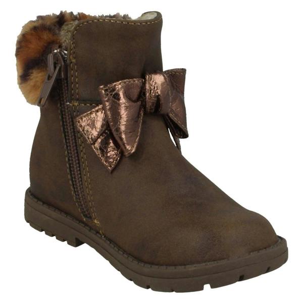 Spot On Girls Spot On Fur Collar Ankle Boots H4183