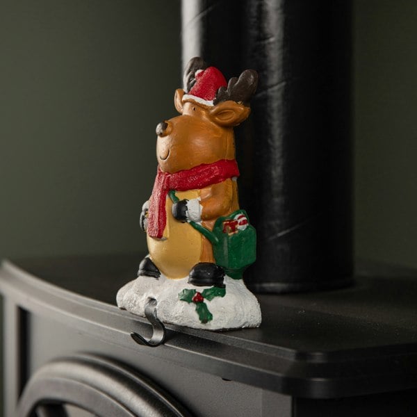 Samuel Alexander 13cm Premier Christmas Stocking Hanger Decoration in Reindeer Design
