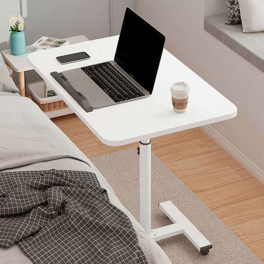 Havendro Height Adjustable Mobile Over Bed Table Hospital Overbed Aid Chair Laptop Tray