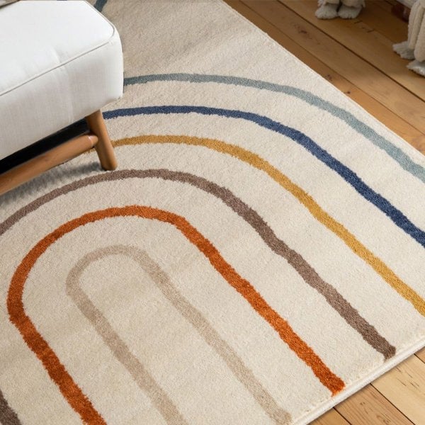Adventures Kids Rainbow Cream & Multicolour Rug