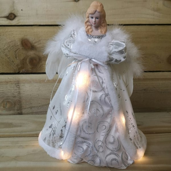 Samuel Alexander 30cm Premier Lit Angel Christmas Tree Topper with Warm White LEDs