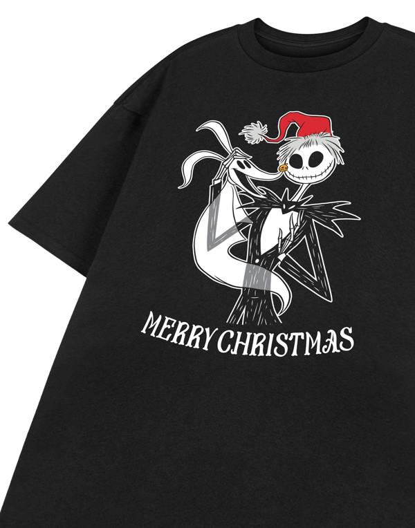 Disney Unisex Black Merry Christmas Short Sleeved T-Shirt