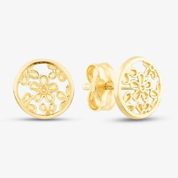 T. H. Baker 9ct Yellow Gold 7mm Filigree Floral Stud Earrings 1.55.6899