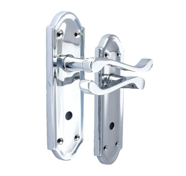 EDH Door Hardware Chrome Door Handles - Askworth Internal Door Handles with Bathroom Sash