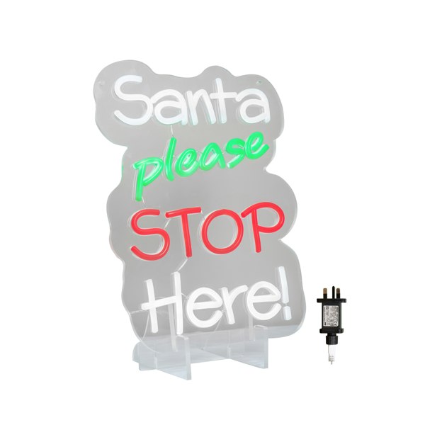 Samuel Alexander 35cm Light up Santa Please Stop Here Neon Christmas Sign