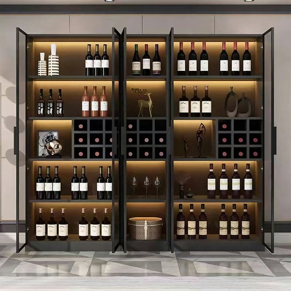 Hampshire I Wine Cabinet, Wine Storage With Glass Doors & Lights with paint kitchen cabinets