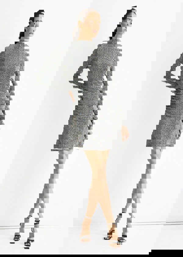 Gini London Grey High Neck Stud Hot Fix Stretchy Mini Dress