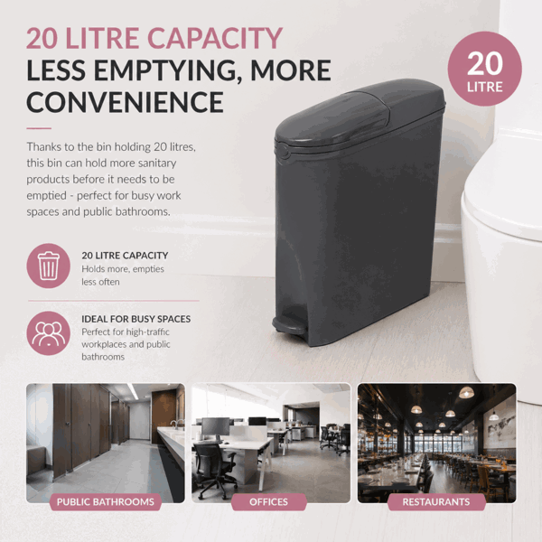 ProWashroom Pro Washroom Sanitary Bin 20L x4 Hygienic Disposal Pedal Bins Baby Hygiene Products