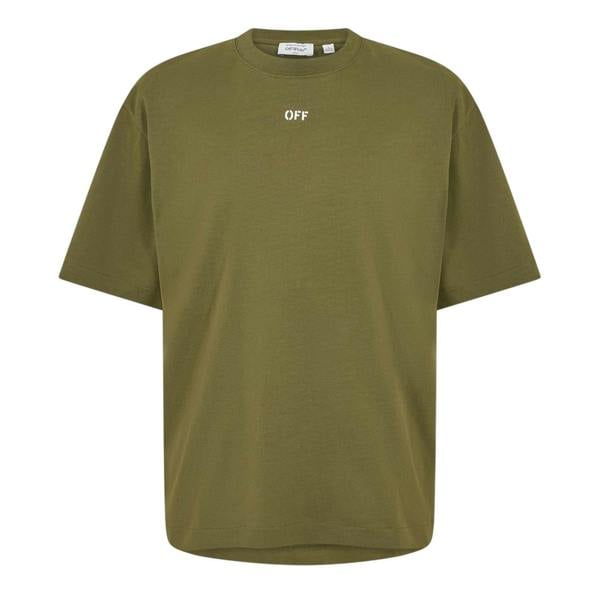 Off White Mens Small Logo Oversized T-Shirt - Moss/White - 
