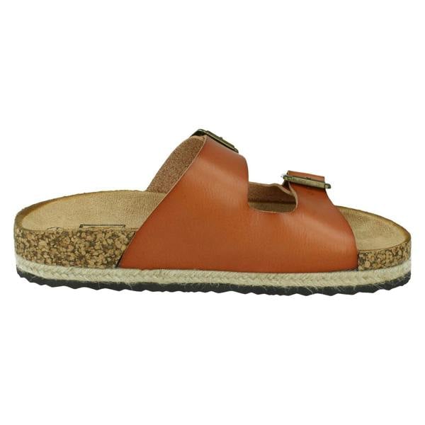 Down to Earth Ladies Down To Earth Twin Buckle Strap Sliders Sandals F12086