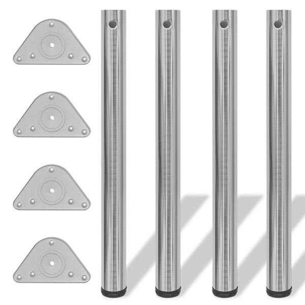 Berkfield 4 Height Adjustable Table Legs Brushed Nickel 710 mm