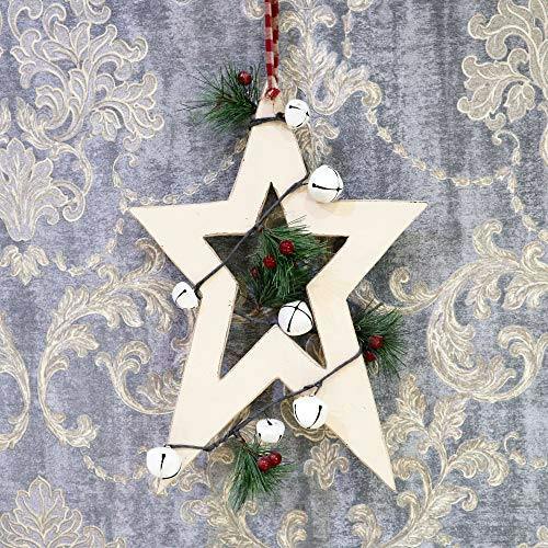 25 x 1.2 x 36 cm Cream Wooden Hanging Star Decoration for Christmas and Seasonal Displays image 5