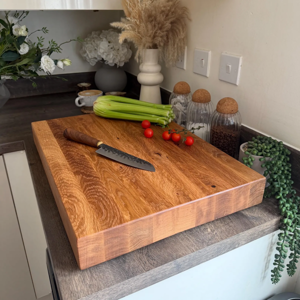 Giraffes & Craftz XXL Thick Oak Chopping Board Solid Butcher Block (The Great Oak)
