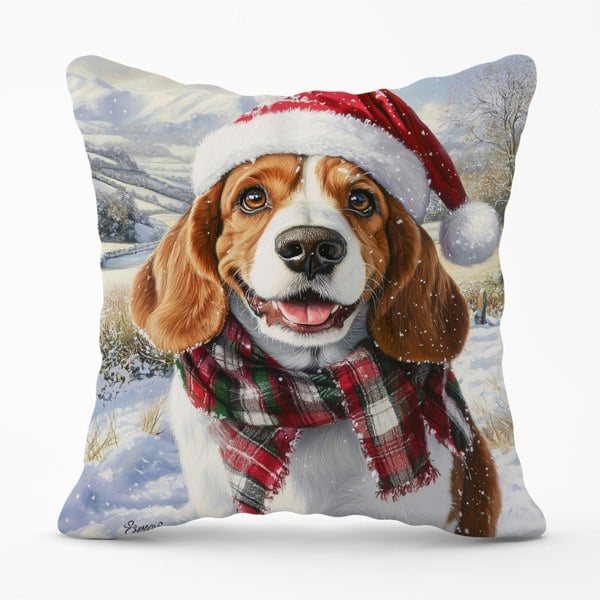 Warren Reed Christmas Bassett Hound Cushion