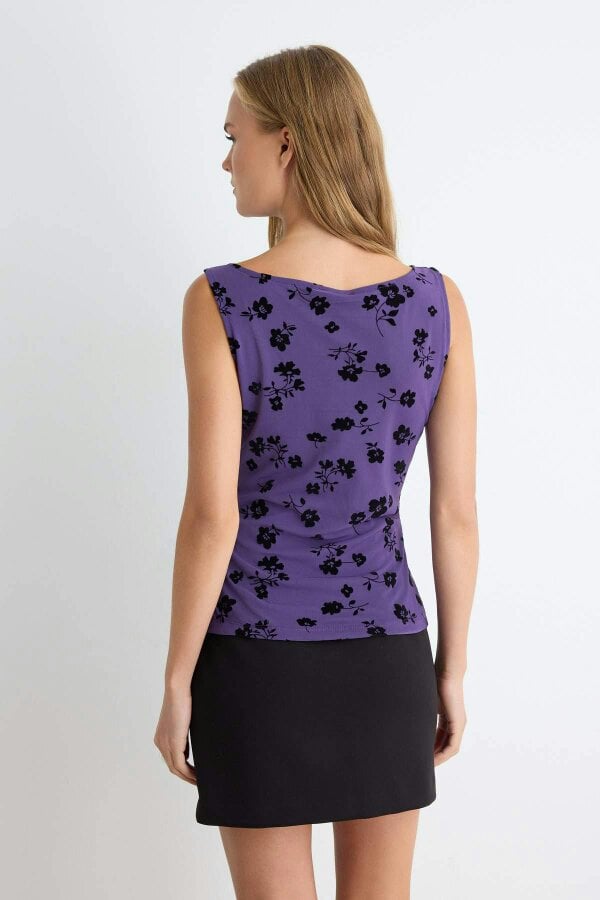 WOVCOR Fitted Crew Neck Sleeveless Regular Tulle Blouse