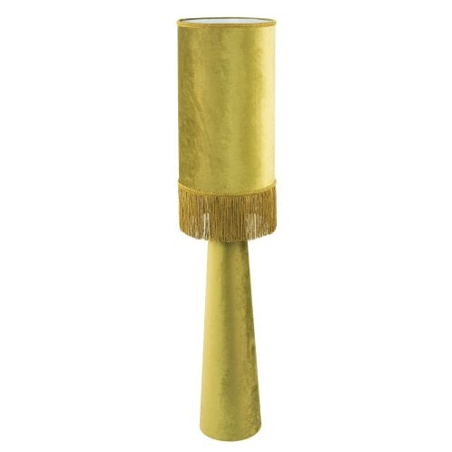 Happy Homewares Vintage Olive Velvet Fabric Floor Lamp with Victorian Trim and Tassels