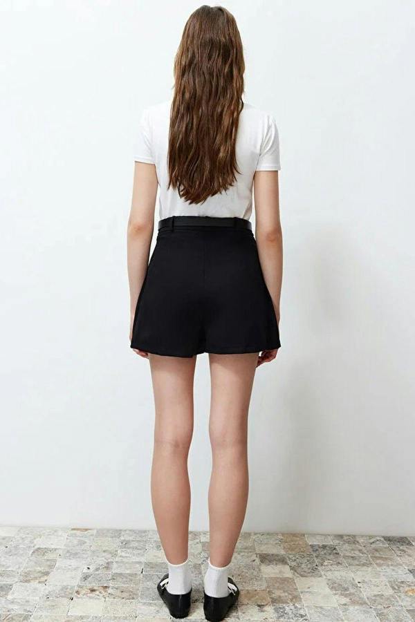 WOVCOR Belted Mini Woven Short Skirt