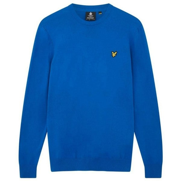 Lyle & Scott Cotton Merino Crew Neck Jumper Bright Blue Sweater XS