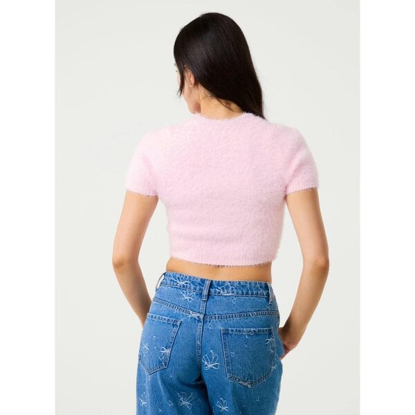 Pink Vanilla Short Sleeve Fluffy Knit Jumper