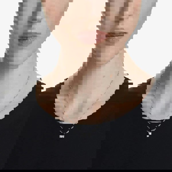 Swarovski Stilla Rhodium Plated Square Cubic Zirconia Necklace 5701903